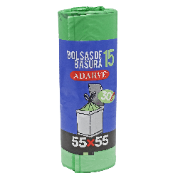 703006  Bolsa Basura Autocierre Adarve Verde 55X55 15U