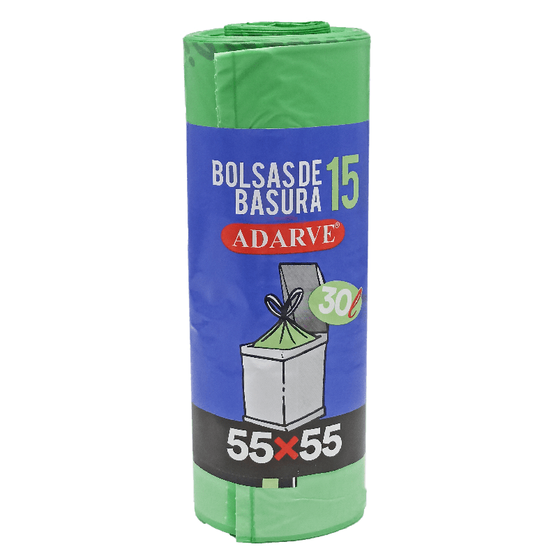 703006  Bolsa Basura Autocierre Adarve Verde 55X55 15U