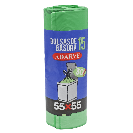 703006  Bolsa Basura Autocierre Adarve Verde 55X55 15U