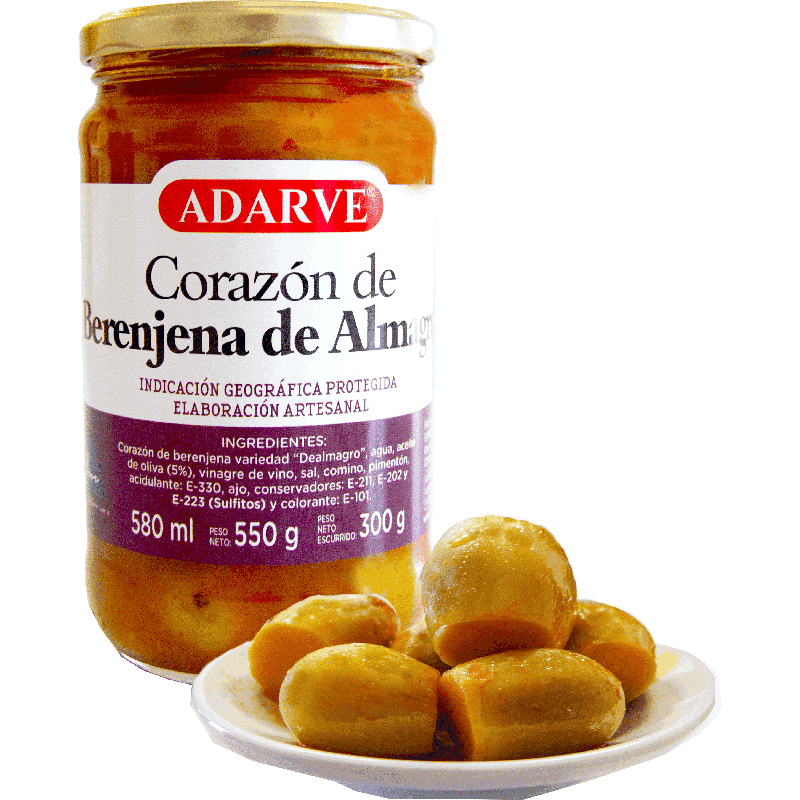 362996  Corazones Berenjenas Aliñadas Adarve Tarro 300 Grs