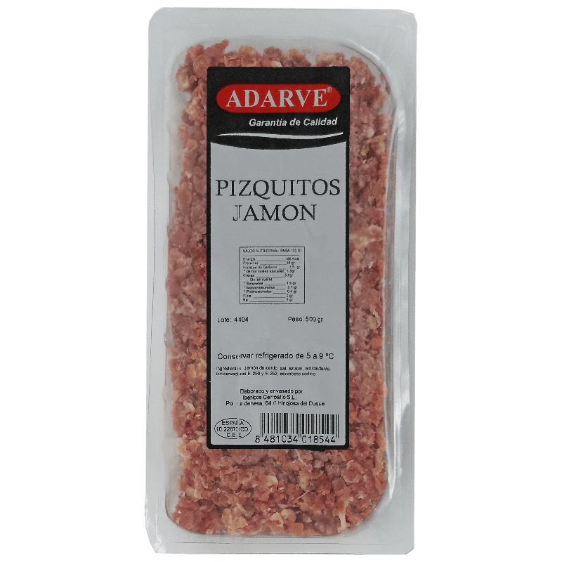 259238  Pizquitos Jamon Curado Adarve Bandeja 500 Gr