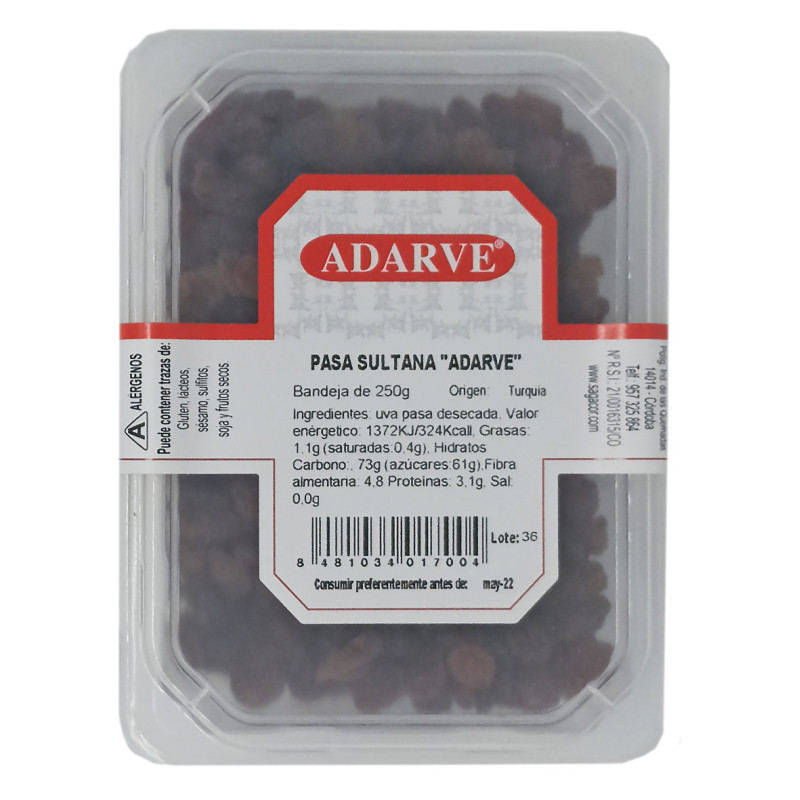 409197  Uvas Pasas Sultanas Adarve Tarrina 150 Grs