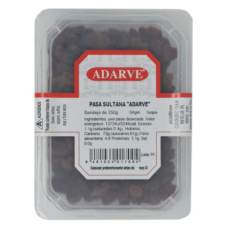 409197  Uvas Pasas Sultanas Adarve Tarrina 150 Grs