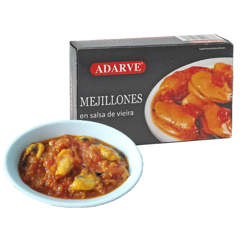 324042  Mejillon Salsa Vieira Adarve (14-18) Lata 69 Gr