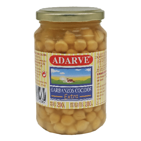 360150  Garbanzos Cocidos Adarve Cristal 200 Grs