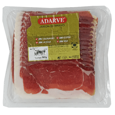 259093  Lonchas Jamon Serrano Adarve Bandeja 500 Gr