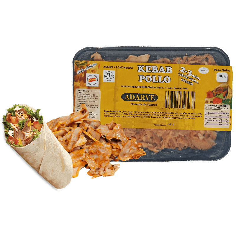 960206  Kebab Pollo Congelado Adarve 500 Gr