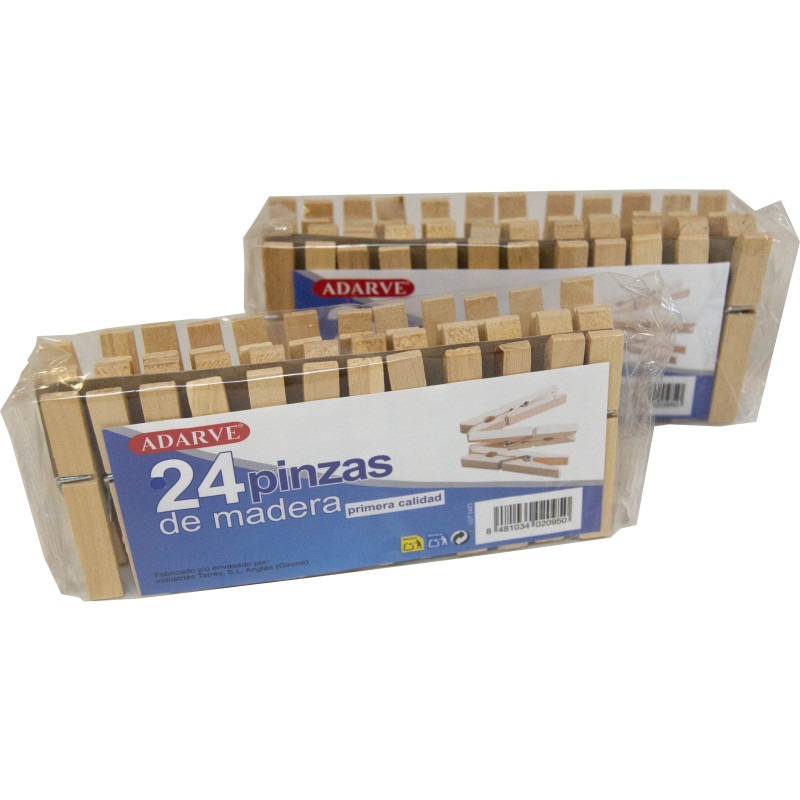 730054  Pinza Madera Ropa Adarve Blister 24 Unidades