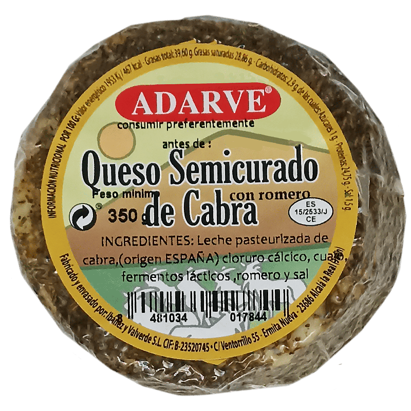 448138  Queso De Cabra Al Romero Adarve Pieza 350 Gr