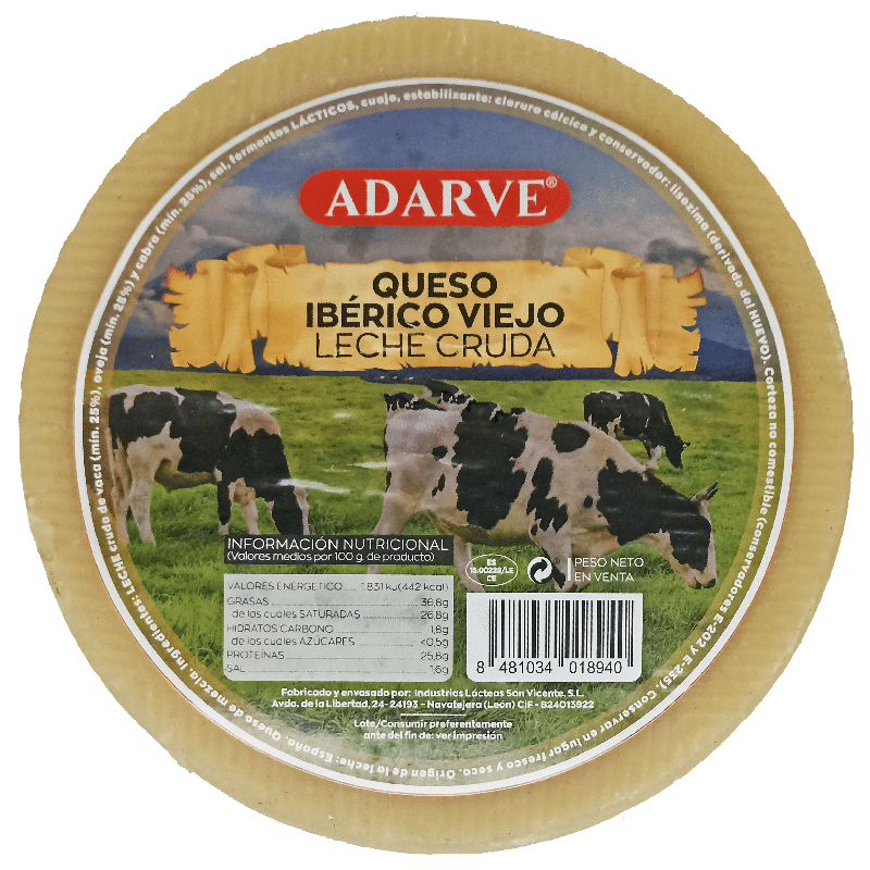 448292  Queso Leche Cruda Iberico Viejo Adarve Corte P/K